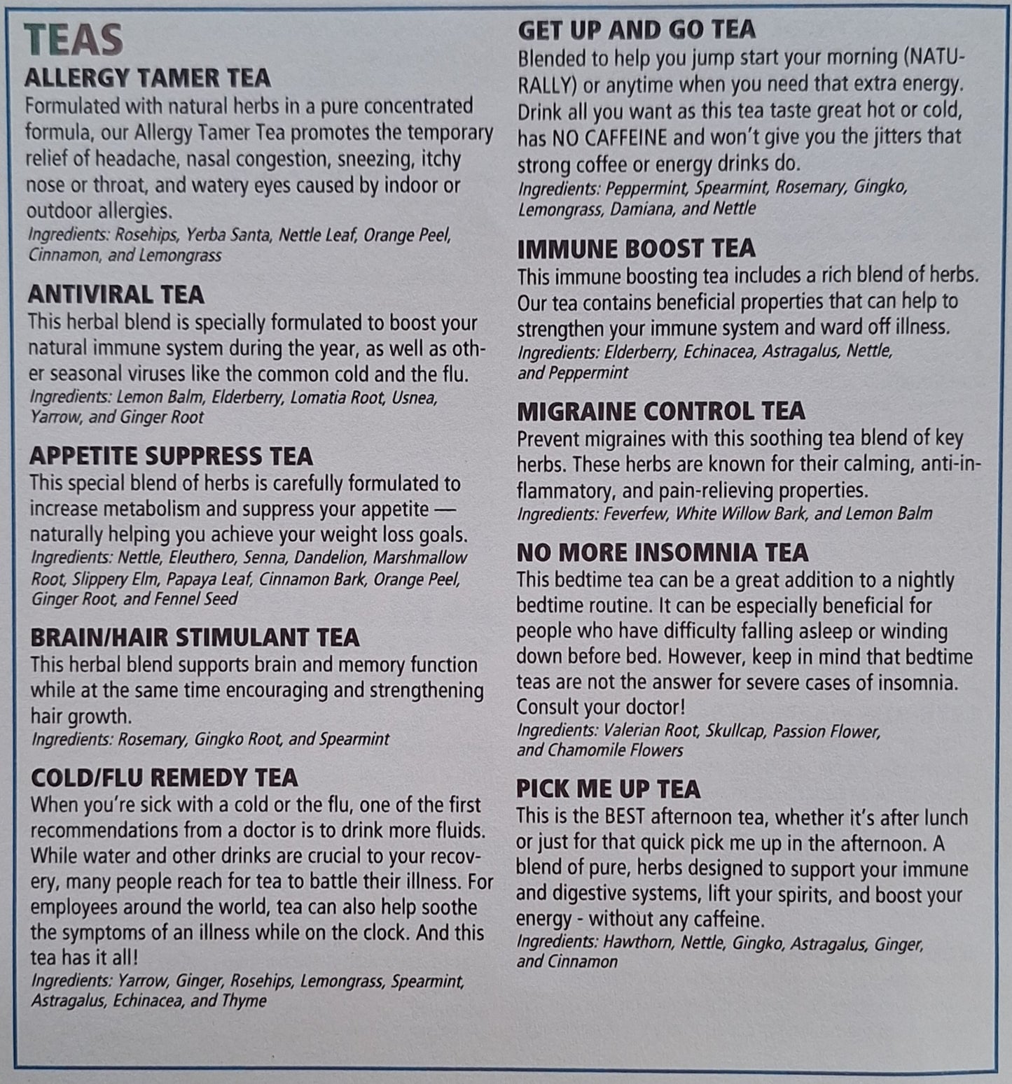 Herb Therapie Tea Blends