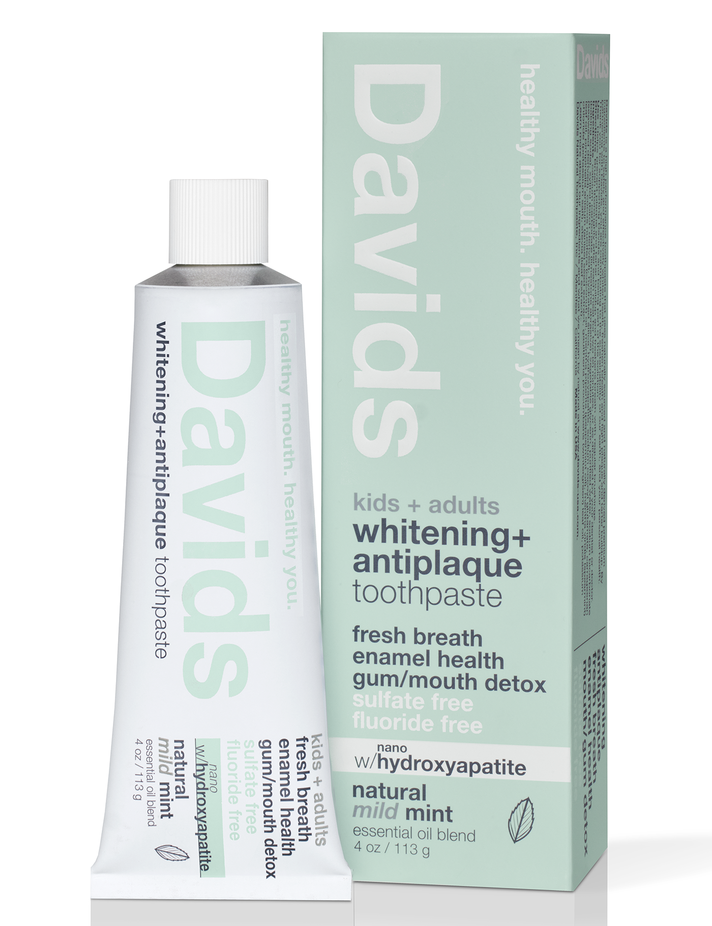 Davids kids + adults nano-hydroxyapatite premium toothpaste / mild mint / 4 oz