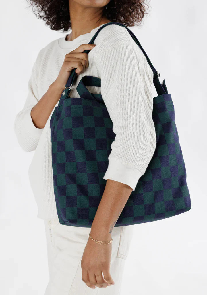 Baggu Horizontal Zip Duck Bag - Navy Green Check