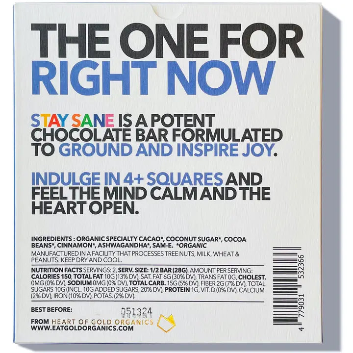 STAY SANE a Potent, Functional & Delicious Chocolate Bar