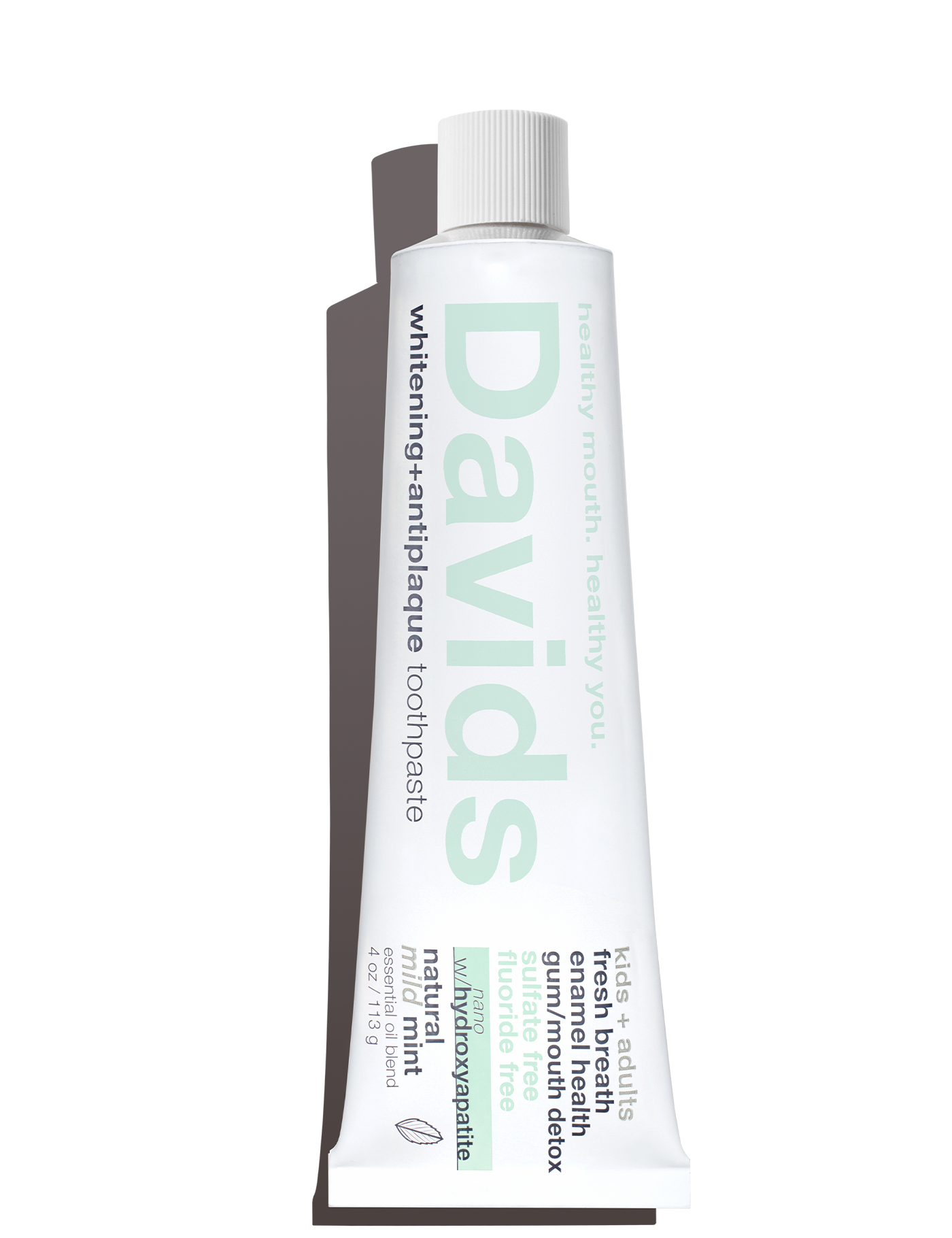 Davids kids + adults nano-hydroxyapatite premium toothpaste  /  mild mint / 4 oz