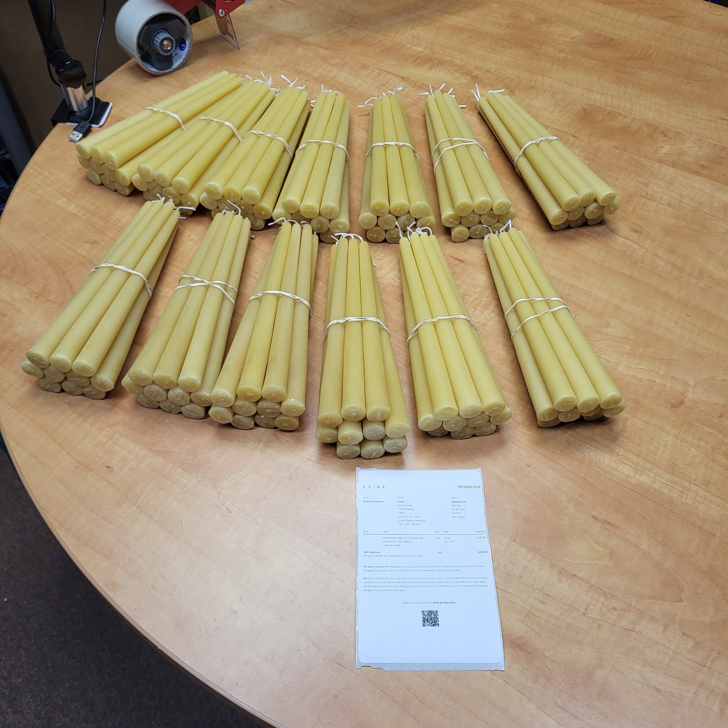 Bulk Handmade 9 in pure beeswax candle stick NO LABELS: Yellow / Vanilla