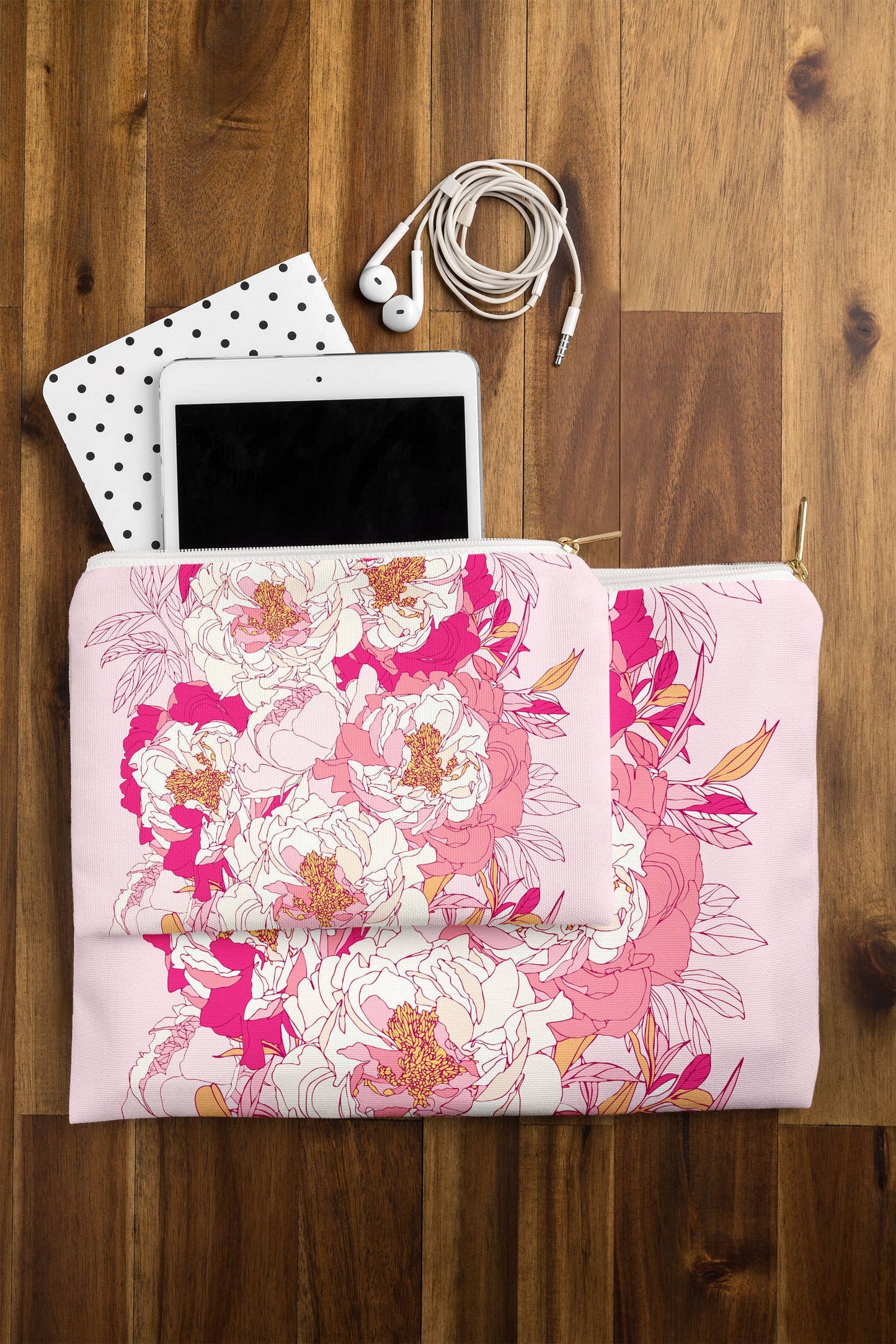Showmemars Pink flowers of peonies Pouch