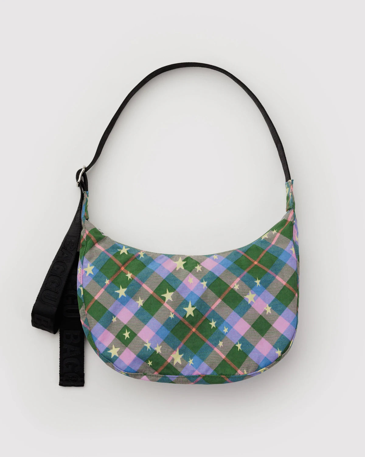 Baggu Crescent Bag - Green Star Plaid