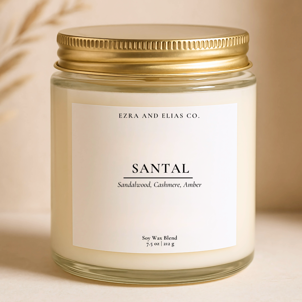 Santal | 7.5 oz Clear Glass Jar Candle