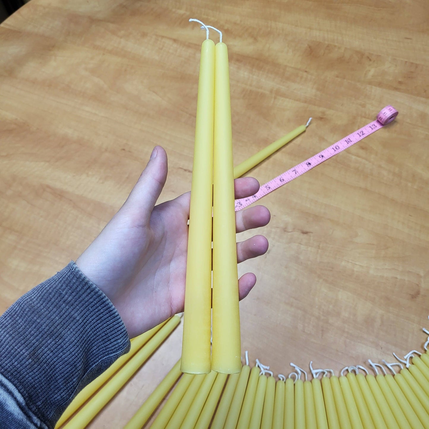 Bulk Handmade 9 in pure beeswax candle stick NO LABELS: Yellow / Vanilla